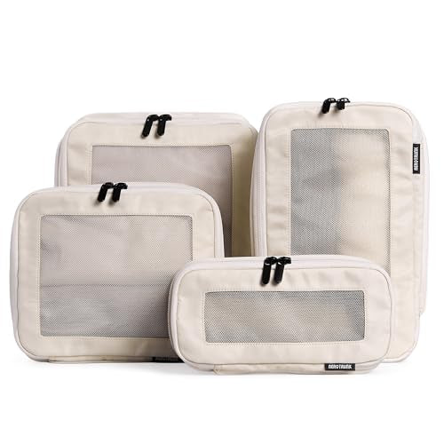 Aerotrunk Compression Packing Cubes for Travel, 4-Pack, Beige - color: Beige, size: 4-Pack