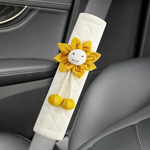 Amooca 2 Pack Seat Belt Covers Soft Shoulder Pad for Cars & Backpack - color: Orange Sunflower