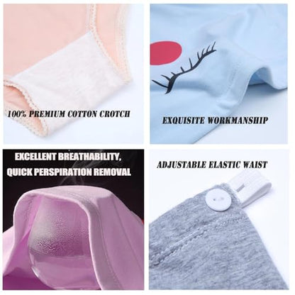 Maternity Cotton Underwear High Waist Adjustable Pregnancy Seamless Soft Hipster Panties Over Bump 4-Pack - color: Cute Cartoon(4 Pack), size: Medium