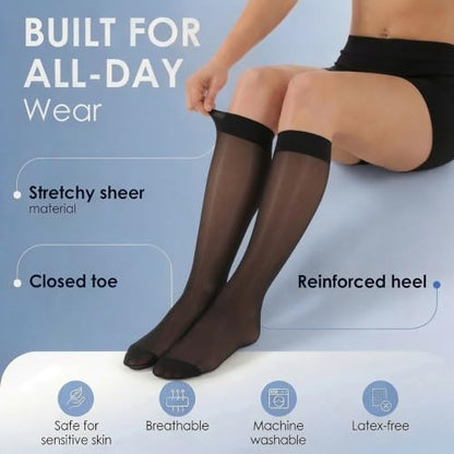 ABSOLUTE SUPPORT Sheer Womens Compression Socks 15-20 mmHg - color: Black, size: 3X-Large