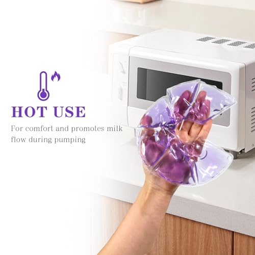 Breast Therapy Ice Packs Hot Cold 2 Pack Gel Pads for Breastfeeding Relief - color: Purple
