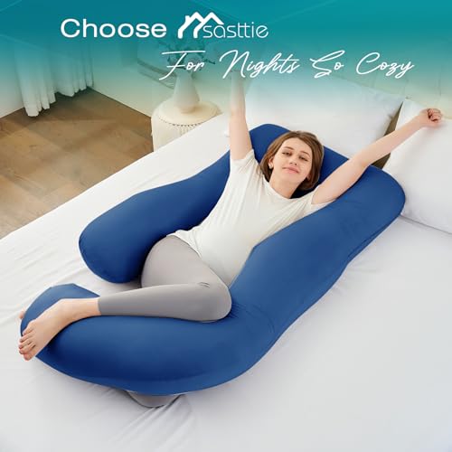 Sasttie Cooling Pregnancy Pillows for Sleeping, 57'' Full Body Pillow, Navy - color: Navy, size: 57 Inch