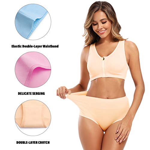 Molasus Women's Cotton Underwear High Waisted Full Coverage Ladies Panties (Regular & Plus Size) - color: Multicolor-5pack-a2, size: 3X-Large