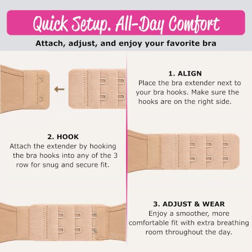 Brah! Extender: 2 & 3 Hook Bra Extenders Strap, White/Beige/Black for Women - color: 3-hook Black, White, Beige