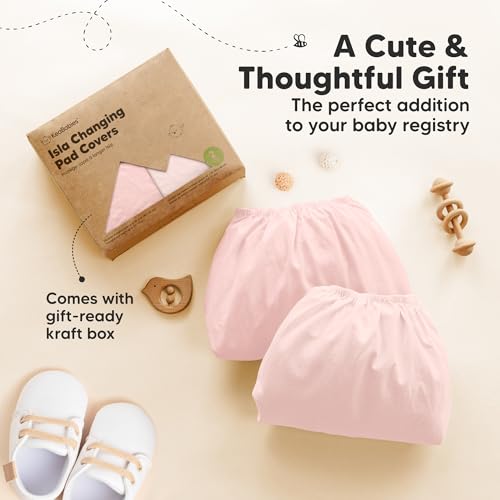 2-Pack Baby Changing Pad Cover for Girl, Boy, 34x18 (Mist Rose) - color: Mist Rose, size: Viscose derived from Bamboo
