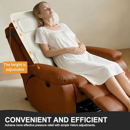 2-in-1 Neck & Lumbar Support Pillow with Adjustable Height and Ergonomic backrest Design, Suitable for recliners, Sofas, high-Back Rocking Chairs, Relieve Back Pressure. (White) - color: White