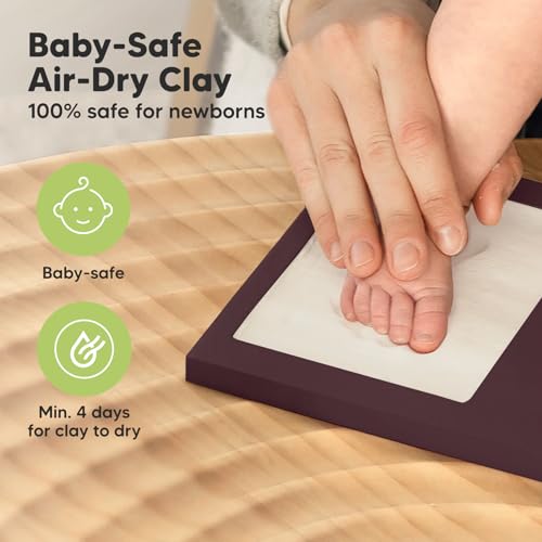KeaBabies Baby Hand and Footprint Kit, Clay Keepsake Frame (Auburn) - color: Auburn, size: Duo Frame, 13" x 7.8"
