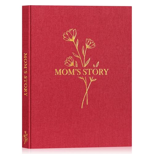 Lanpn Mom Life Story Book Journal with 270+ Prompts, Linen Hardcover Mother Story Guided Journal, Mom Memory Keepsake Book to Fill Out, Mother's Day Birthday Christmas Gift for Mom, Red - color: Red