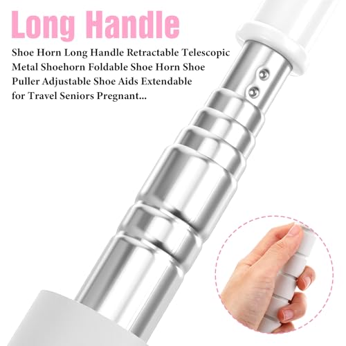 Ymapinc 2 Pack Shoe Horn Long Handle, Metal Telescopic Foldable Shoehorn - color: Black + Beige