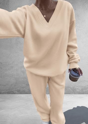 PRETTYGARDEN Womens 2 Piece Outfits Fall Sweatsuits - color: Beige, size: Medium