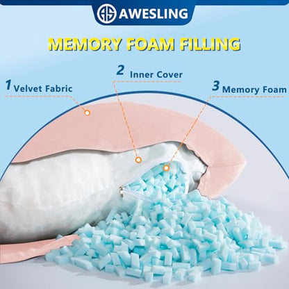 Shredded Memory Foam U Shaped Pregnancy Pillow with Cover - color: Pink