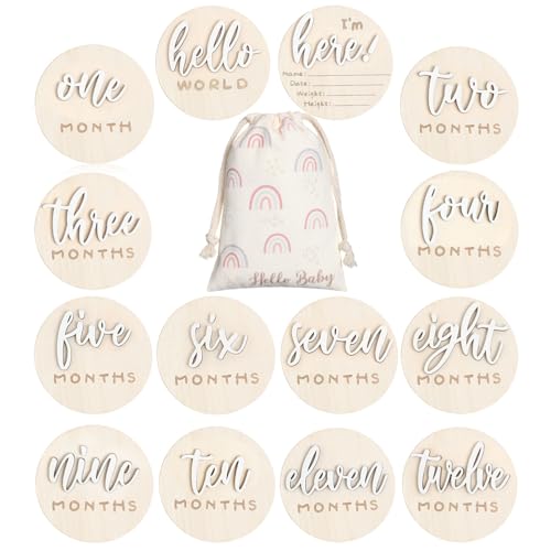 Baby Monthly Milestone Announcement Signs Wood,White,Letter - color: White, style: Letter