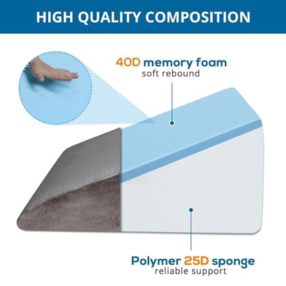 Sasttie Wedge Pillow 24x24x12 inch, Memory Foam Bed Wedge, Solid Dark Gray - color: Solid Dark Gray, size: 24x24x12 inch