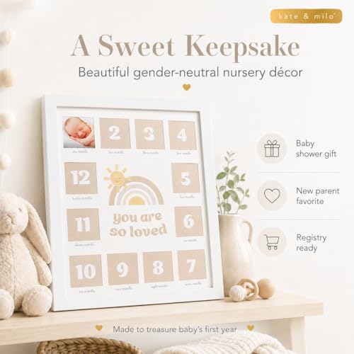 Kate & Milo My First Year Baby Milestone Photo Frame - style: You Are So Loved First Year
