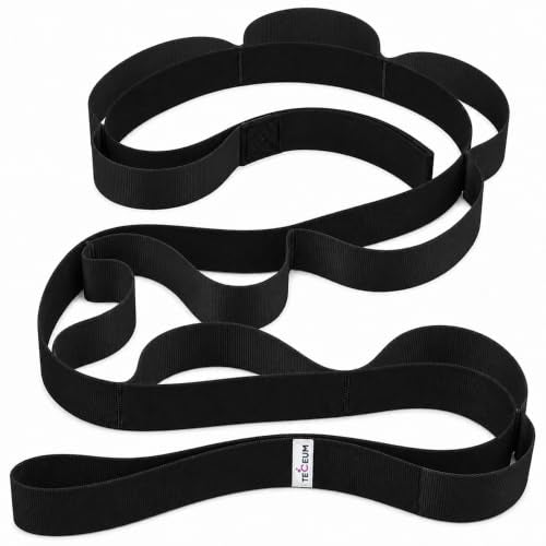 TECEUM Stretching Strap with 10 Loops for Physical Therapy & Rehab - color: Black, size: Polypropylene 1” W - 10 Loops