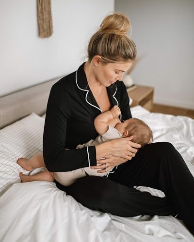 Kindred Bravely Clea Long Sleeve Pajama Set, Maternity & Nursing Sleepwear - color: Black, size: Large