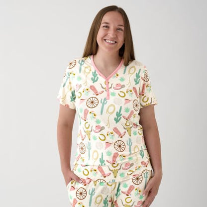 Little Sleepies Womens Pajamas, Short Sleeve, Soft Viscose from Bamboo PJs - color: Ready to Rodeo (Pink), size: Medium