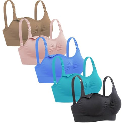 Womens Seamless Nursing Bra Sleeping Maternity Bralette for Breastfeeding Pack of 3 - color: 5pack2, size: Medium