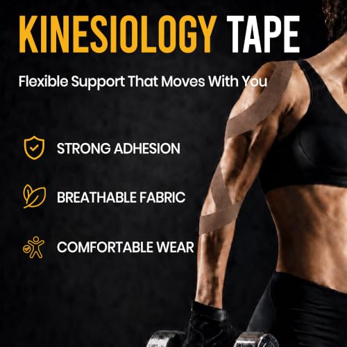Precut Kinesiology Tape with Tin, 40 Strips 2"×10", Cocoa - color: Cocoa