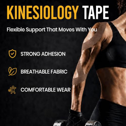 Precut Kinesiology Tape with Tin, 40 Strips 2"×10", Cocoa - color: Cocoa