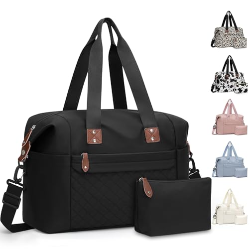 Pritent Travel Duffle Bag, Weekender Overnight Personal Item Carry On Bag - color: Black, size: Medium