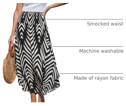 CUPSHE Women's Smocked High Waist Irregular Hem Beach Midi Skirt - color: Black, size: Medium