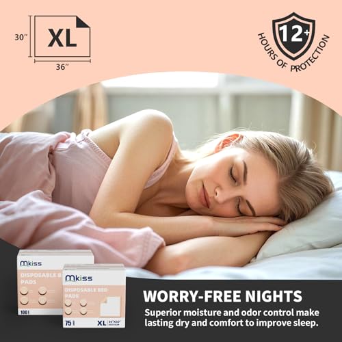 MKISS 30" x 36" Disposable Bed Pads [75 Counts], Heavy Absorbency Underpad - size: 30"x36"(75 Count)