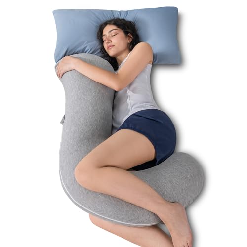 QUEEN ROSE Body Pillow for Side Sleepers, Cooling S Shaped Hug Pillow, Grey - color: Grey
