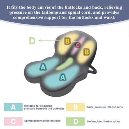 Car Seat Cushion with Lumbar Support Pillow, Seat Cushion for Driving - color: Gray