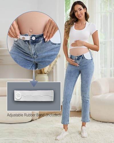 JIMYICLR Maternity Jeans for Women Comfy Stretch - color: Light Blue, size: Small