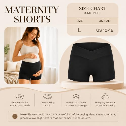 Women's Maternity Underwear Cotton Under the Bump Boyshorts Panties 4-Pack (Black)