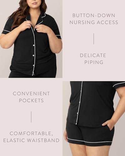 Kindred Bravely Clea Short Sleeve Pajama Set, Maternity & Nursing Sleepwear - color: Black, size: Medium