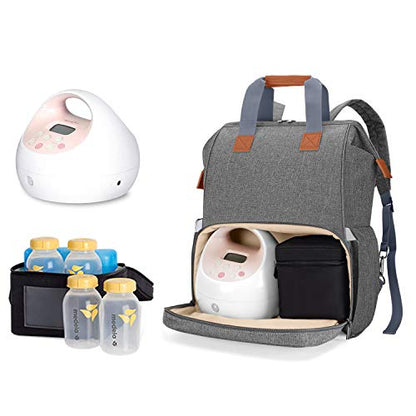 Teamoy Breast Pump Backpack Compatible with Spectra S1,S2, Medela, Gray - color: Gray