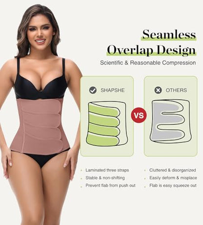 SHAPSHE Postpartum Belly Band Adjustable Wrap for Abdomen Compression - color: Rosybrown 4 Velcro, size: X-Large