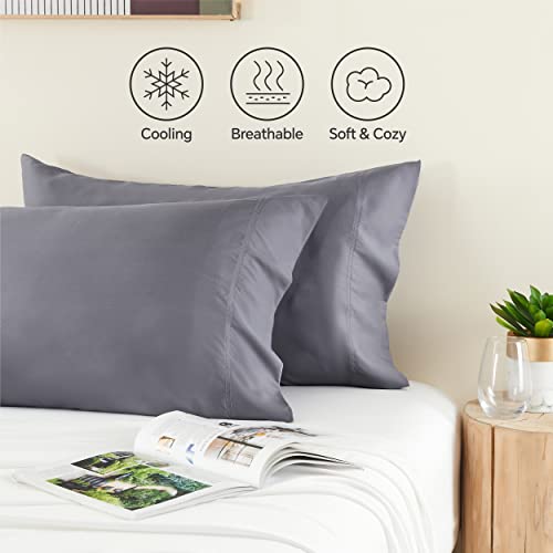 BEDELITE Cooling Pillow Cases for Hot Sleepers & Night Sweats, Rayon Derived from Bamboo, Grey Pillow Cases Queen Size Set of 4, Breathable and Silky Soft Envelope Pillowcases (20"x30") - color: Grey, size: 4 Pack Queen（20"X 30"）