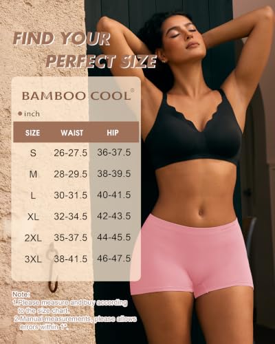BAMBOO COOL Womens Boyshorts Underwear Mid Rise Boxer Briefs Panties - color: Multicoloured D (5-pack), size: X-Large