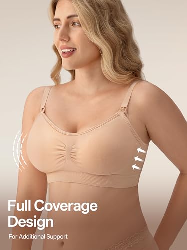Angelhood Women Nursing Bras for Breastfeeding 5 Pack, Maternity Sleep Bra - color: 5 Pack Multicoloured M, size: XX-Large