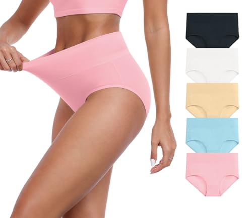 IWOLLENCE Womens Cotton Postpartum Underwear High Waisted Full Coverage Panties Plus Size & Regular - color: Multicolor-5pack-a1, size: Large
