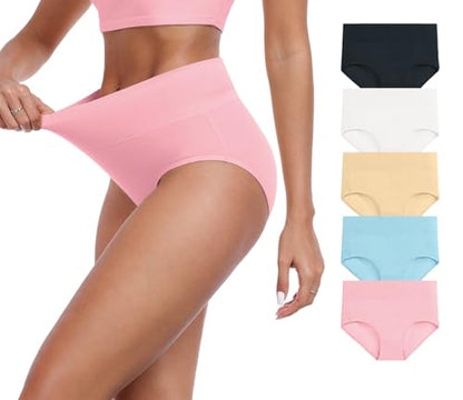 IWOLLENCE Womens Cotton Postpartum Underwear High Waisted Full Coverage Panties Plus Size & Regular - color: Multicolor-5pack-a1, size: Medium