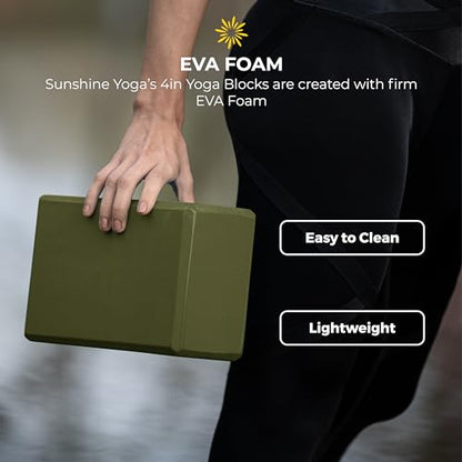 6 Pack 4" Yoga Block, EVA Foam Yoga Brick - color: Olive