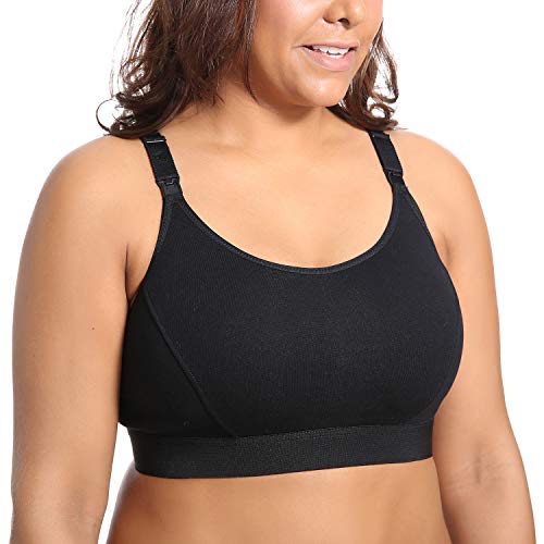 Gratlin Cotton Nursing Bra for Breastfeeding - color: Black, size: XX-Large