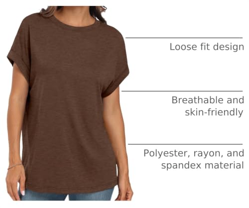AUTOMET Women's Oversized Short Sleeve T Shirts Summer Tops - color: Brown, size: X-Large