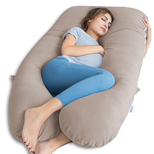 QUEEN ROSE Pregnancy Pillow, U Shaped Maternity Body Pillow, Nomad - color: Cooling Silky - Natural Nomad