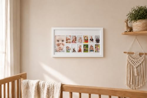 Green Pollywog Baby's First Year Collage Picture Frame, White - color: Baby First Year
