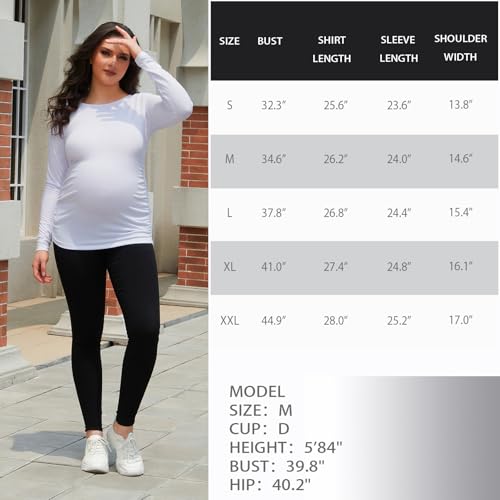 Bhome Women's Maternity Shirts 3 Packs Long Sleeve Pregnancy Tops Basic Side Ruched Tunic Blouse - color: Black/White/Gray, size: Small