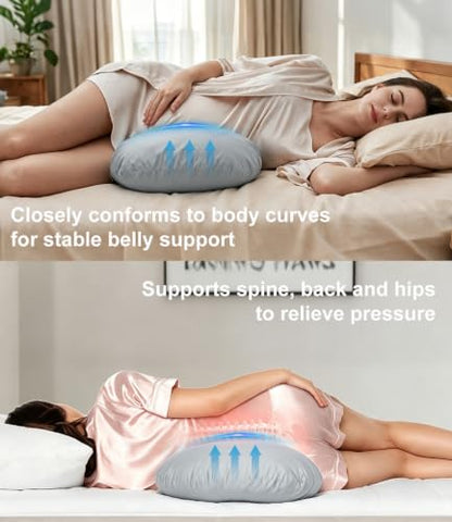 Adjustable Pregnancy Wedge Pillow for Belly & Back Support, Compact Design - color: Grey