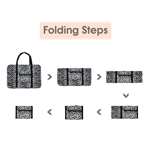 Narwey Personal Item Travel Bag, Carry on Foldable Duffle Bag for Women Men - color: CB-Black Leopard, size: with Shoulder Strap