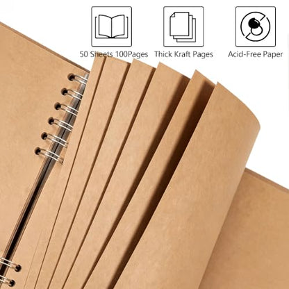 JOYIT 10x10 Scrapbook Album, 100 Pages Blank Hardcover Memory Book (Brown) - color: Brown