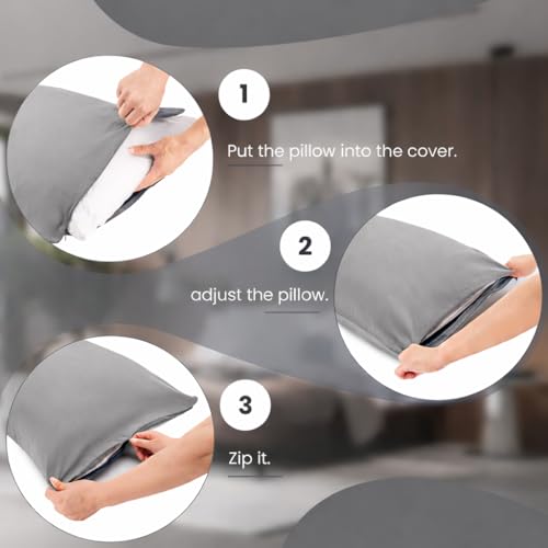 Evolive Ultra Soft Microfiber Body Pillow Cover/Pillowcases 21"x54" with Hidden Zipper Closure (Silver Grey) - color: Silver Grey