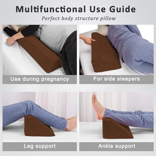 Wedge Pillow for Side Sleeping, Body Positioning Foam Wedge Pillow - color: Brown